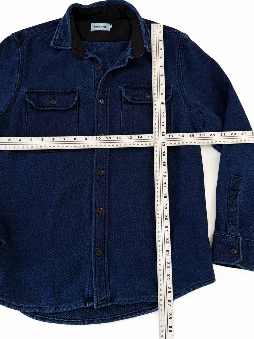 Taylor Stitch Division Shirt Mens Medium 40 Organic Cotton Shacket Blue Twill - Picture 7 of 11
